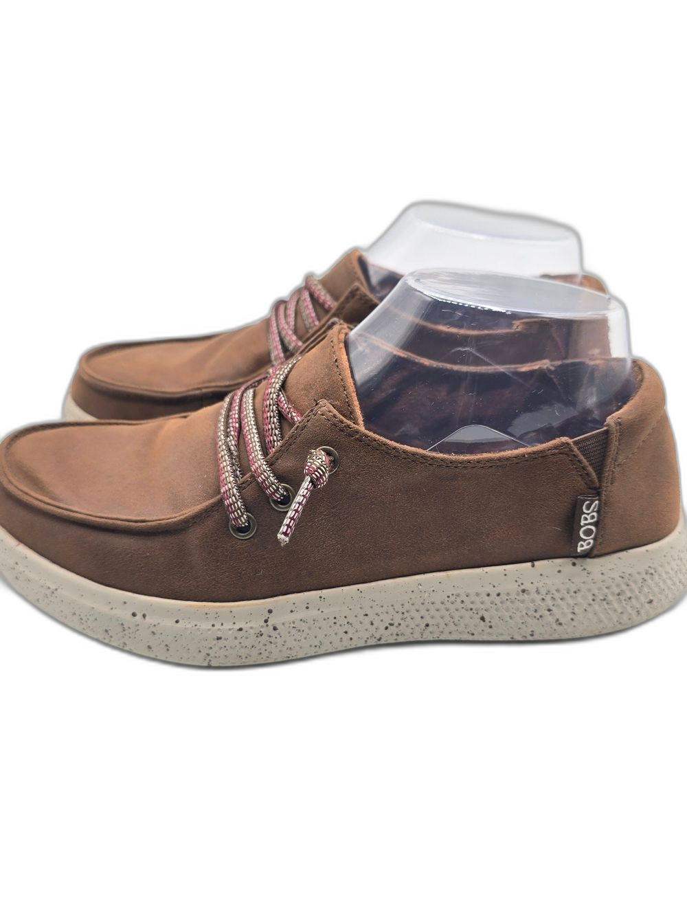 Women Sz 7 Bobs Brown Suede Look Slip-On Loafers with Speckled Cream Sole - Picture 2 of 5